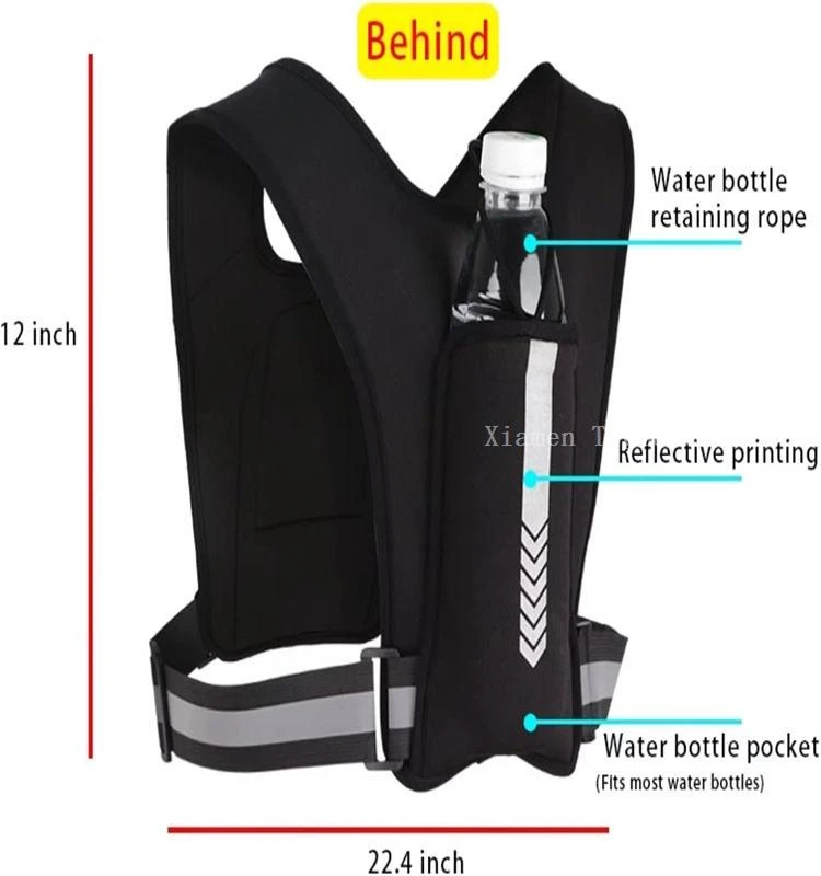 Close up of tear resistant nylon weave high coefficient reflective piping and strap adjustment buckle Close up of tear resistant nylon weave high coefficient reflective piping and strap adjustment buckle