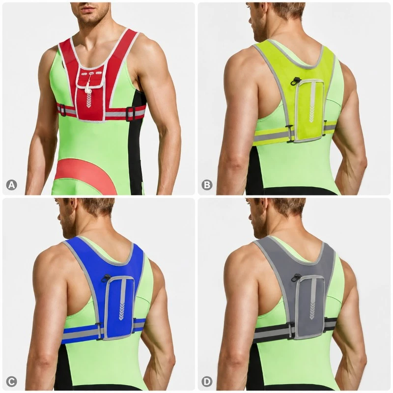 Custom running safety vest color options with reflective trim and adjustable chest straps for high visibility sports use Custom running safety vest color options with reflective trim and adjustable chest straps for high visibility sports use